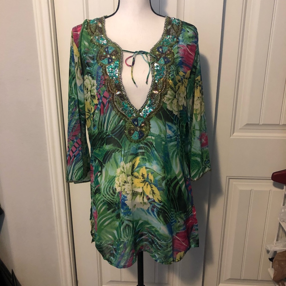 Tropical Palm Tree Swimsuit Coverup